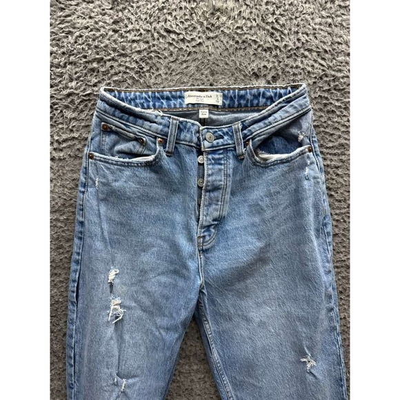 Abercrombie & Fitch The Dad High Rise Curve Love Denim Jeans Blue Womens Size 27 - Picture 3 of 16